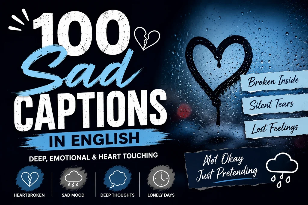 <strong>100 Best Sad Captions in English (Short, Deep & Emotional)</strong>