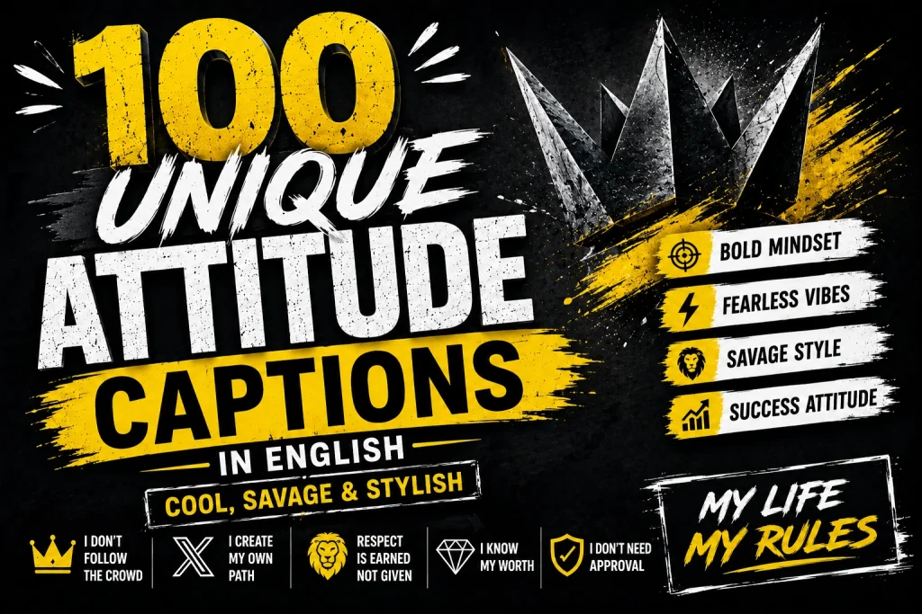 100 Unique Attitude Captions in English (Cool, Savage & Stylish)