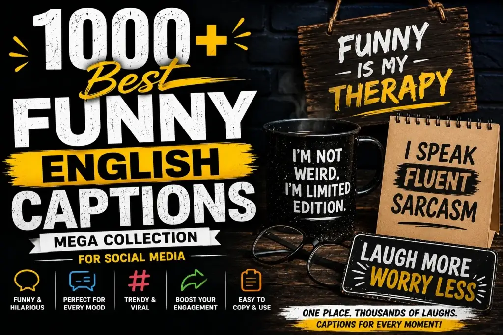 1000 Best Funny English Captions (Mega Collection for Social Media)