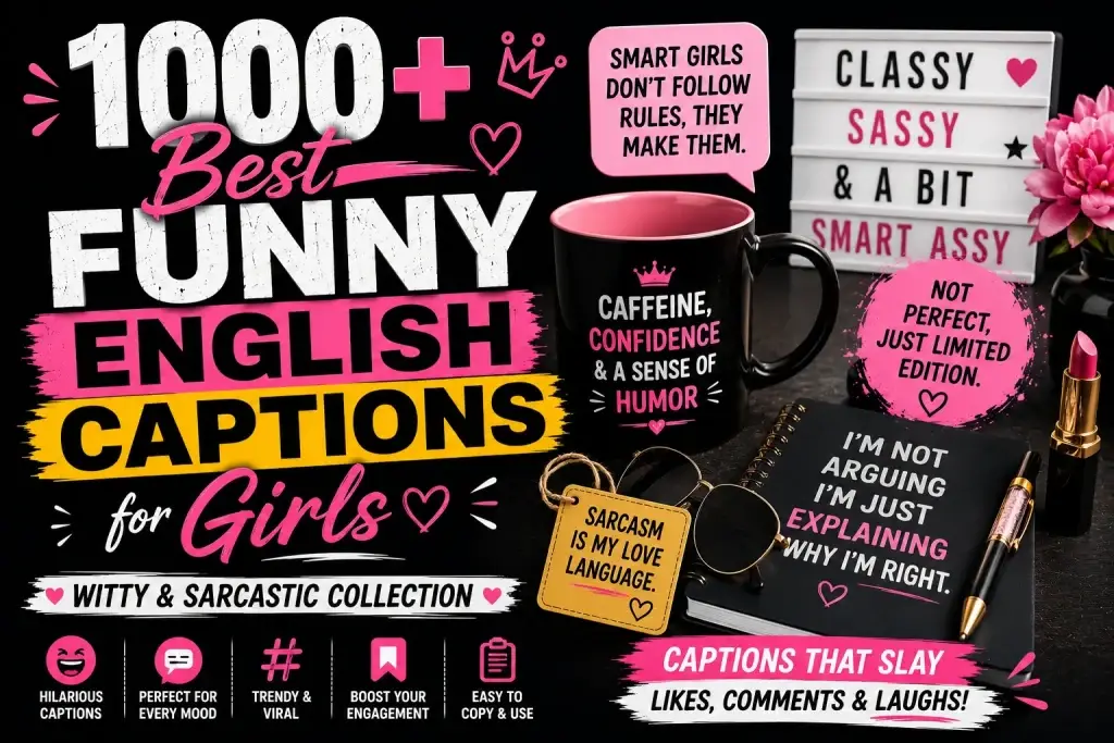 1000 Best Funny English Captions for Girls (Witty & Sarcastic Collection)