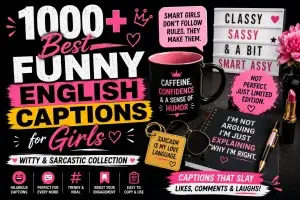 1000 Best Funny English Captions for Girls (Witty & Sarcastic Collection)