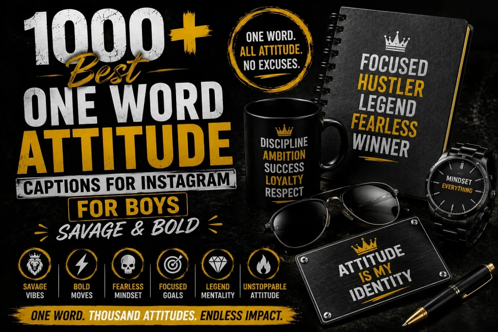 1000+ Best One Word Attitude Captions for Instagram for Boys (Savage & Bold)