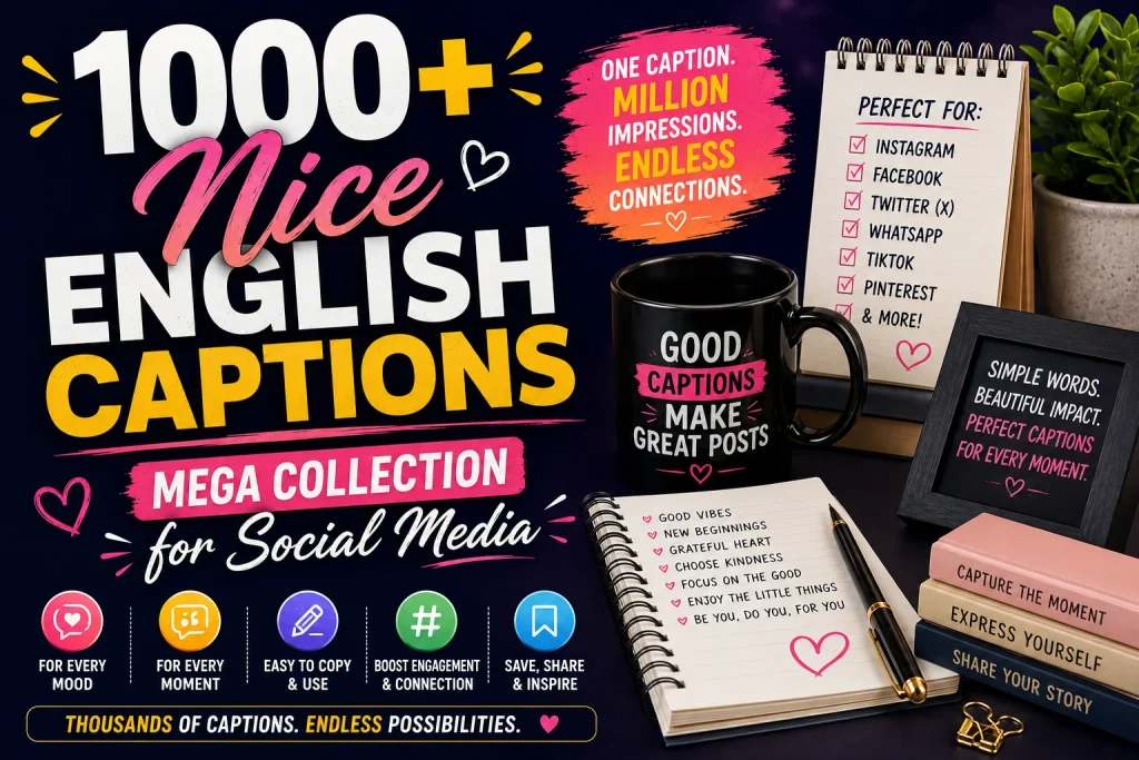 1000 Nice English Captions (Mega Collection for Social Media)