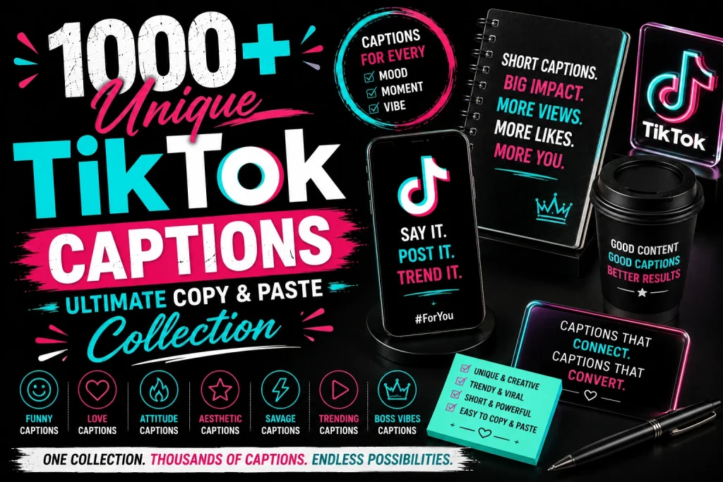 1000+ Unique TikTok Captions (Ultimate Copy & Paste Collection)