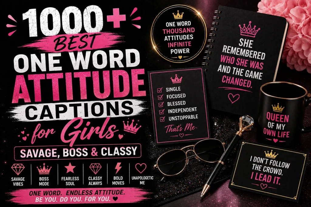 1000 Best One Word Attitude Captions for Girls (Savage, Boss & Classy)