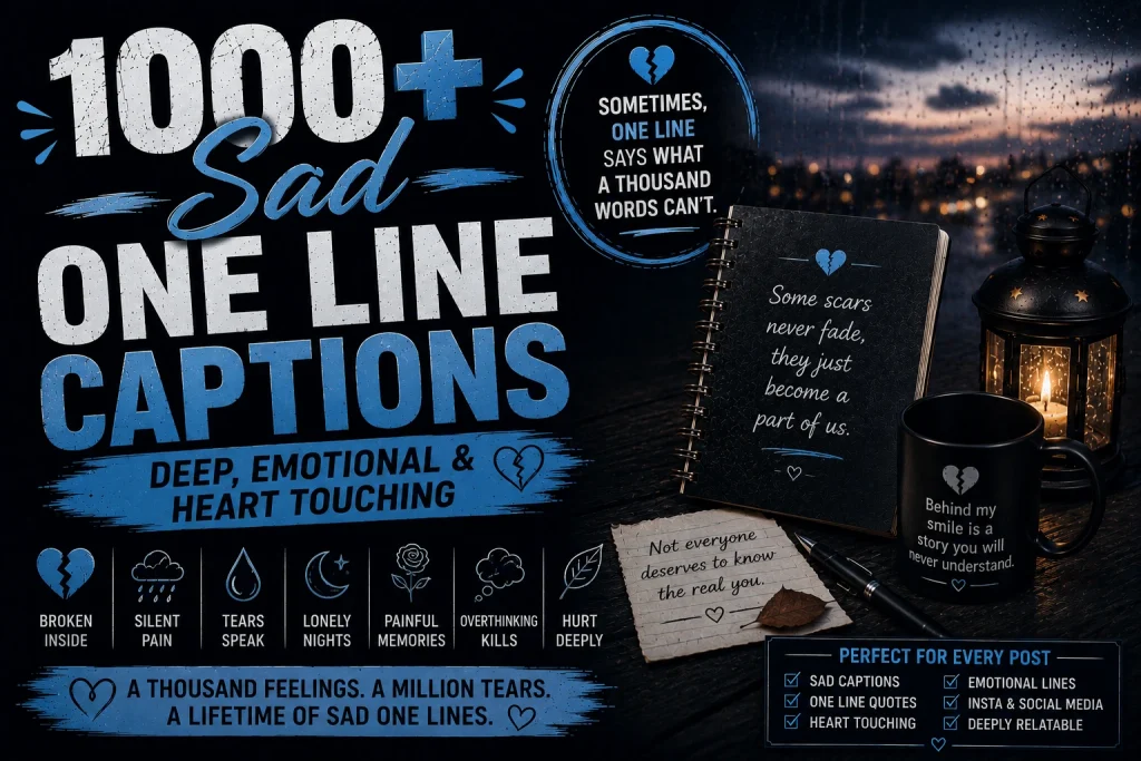 1000 Sad One Line Captions (Deep, Emotional & Heart Touching)