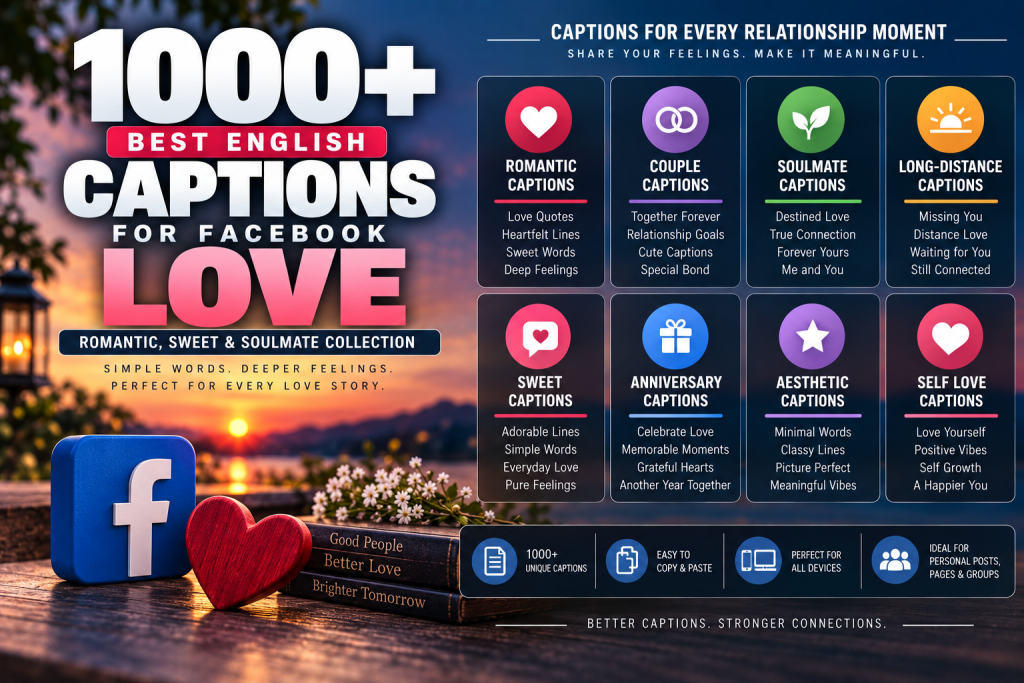 1000+ Best English Captions for Facebook Love (Romantic, Sweet & Soulmate Collection)
