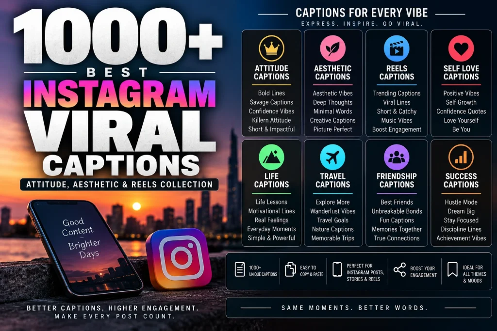 1000+ Best Instagram Viral Captions (Attitude, Aesthetic & Reels Collection)