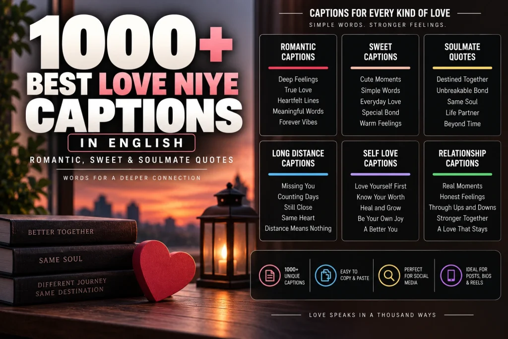 1000 Best Love Niye Captions in English (Romantic, Sweet & Soulmate Quotes)