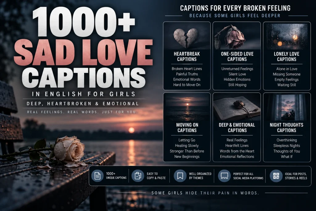 1000 Sad Love Captions in English for Girls (Deep, Heartbroken & Emotional)