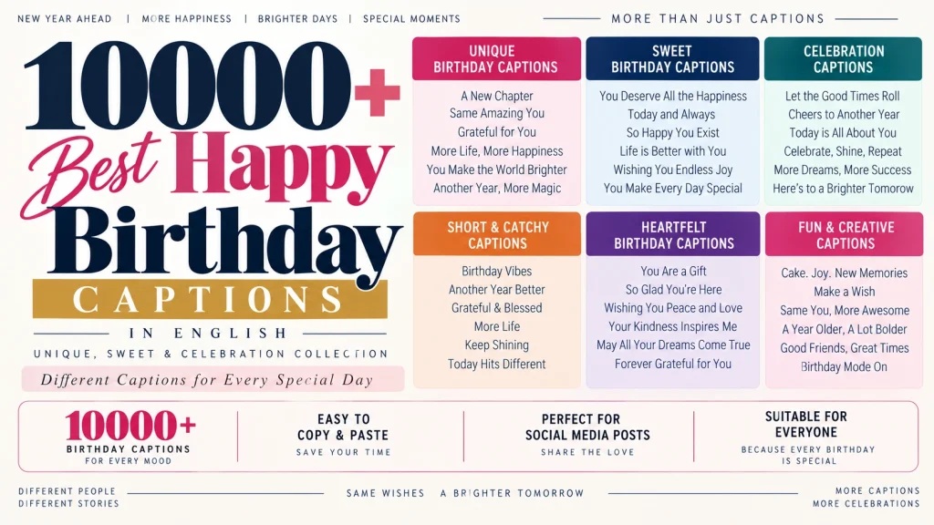 10000 Best Happy Birthday Captions in English (Unique, Sweet & Celebration Collection)