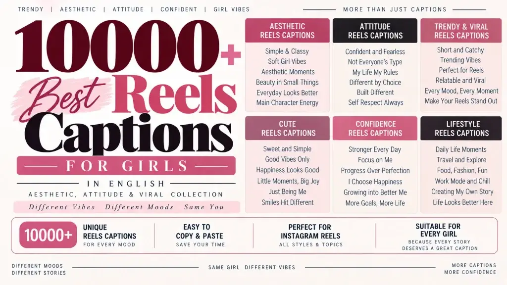10000 Best Reels Captions for Girls (Aesthetic, Attitude & Viral Collection)