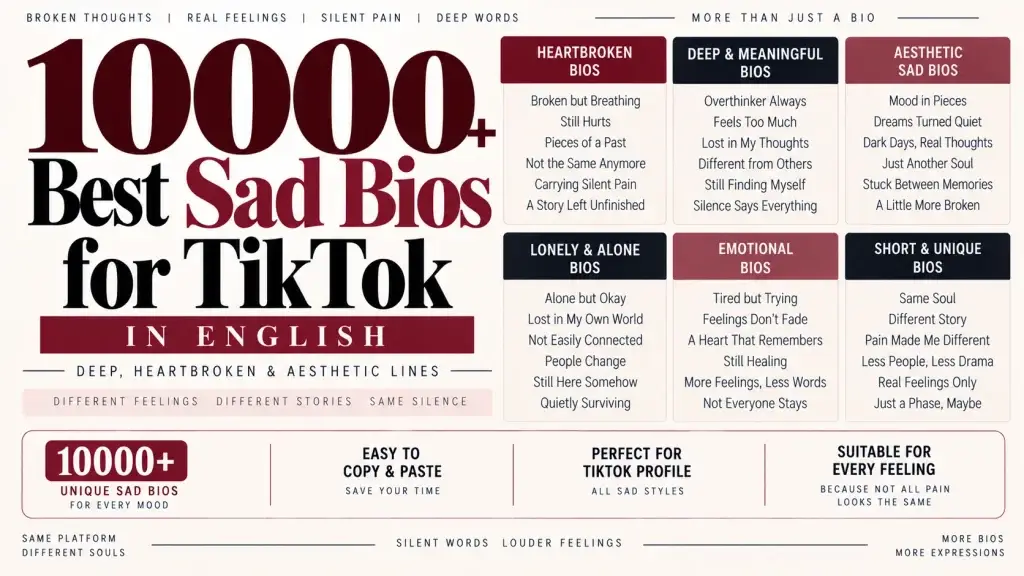 10000 Best Sad Bios for TikTok in English (Deep, Heartbroken & Aesthetic Lines)