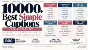 10000 Best Simple Captions in English (Minimal, Clean & Short Collection)