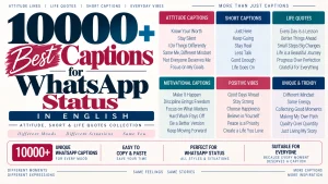 10000 Best Captions for WhatsApp Status in English (Attitude, Short & Life Quotes)