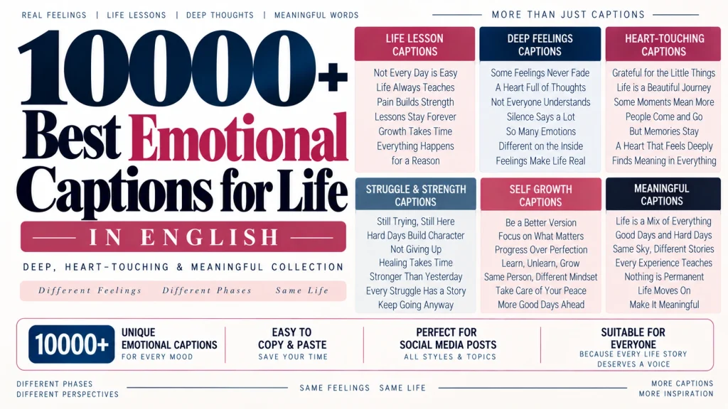 10000 Best Emotional Captions for Life in English (Deep, Heart-Touching & Meaningful)